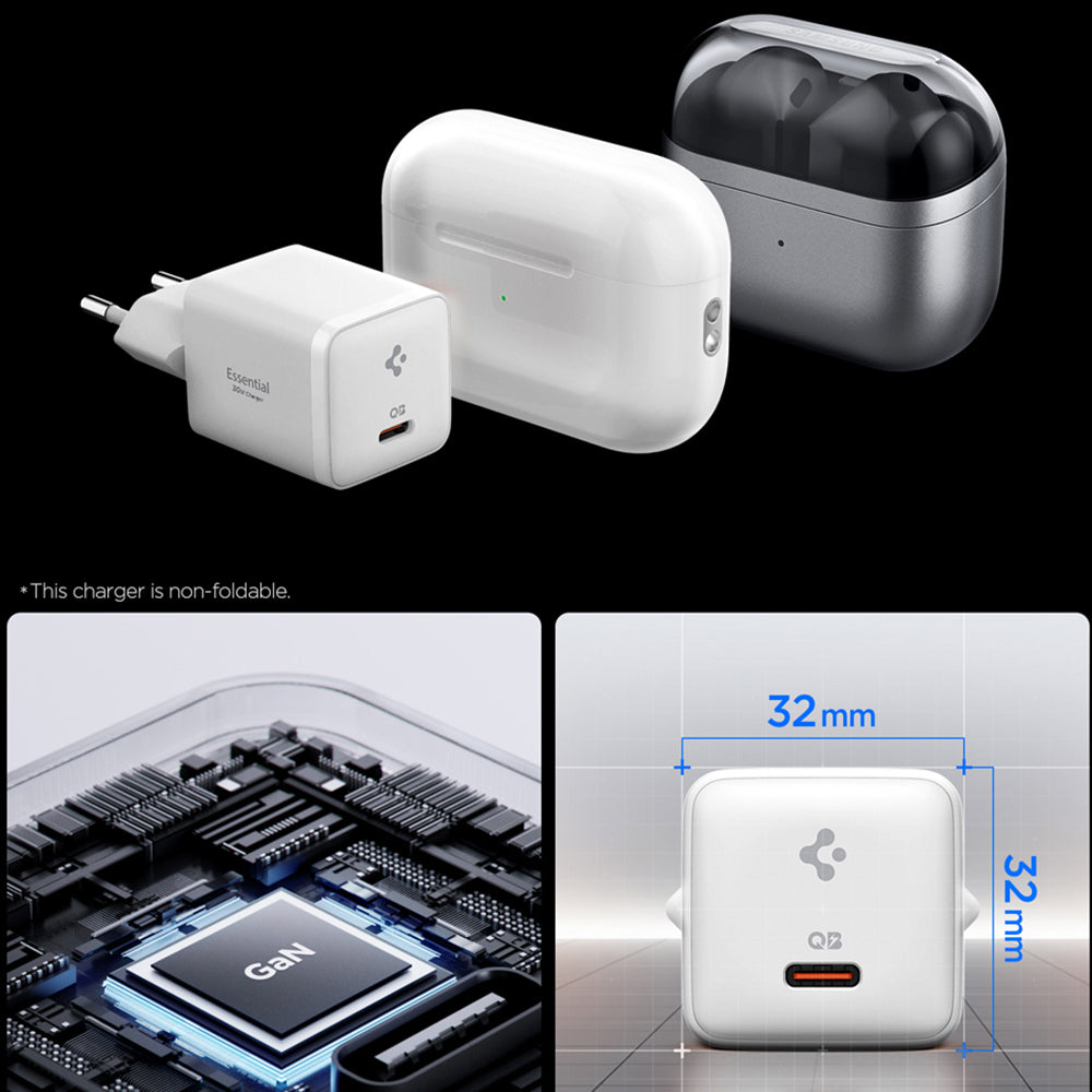 Spigen EE301EU Essential Network Charger, 30W, 3A, 1 x USB-C, White KF2363556