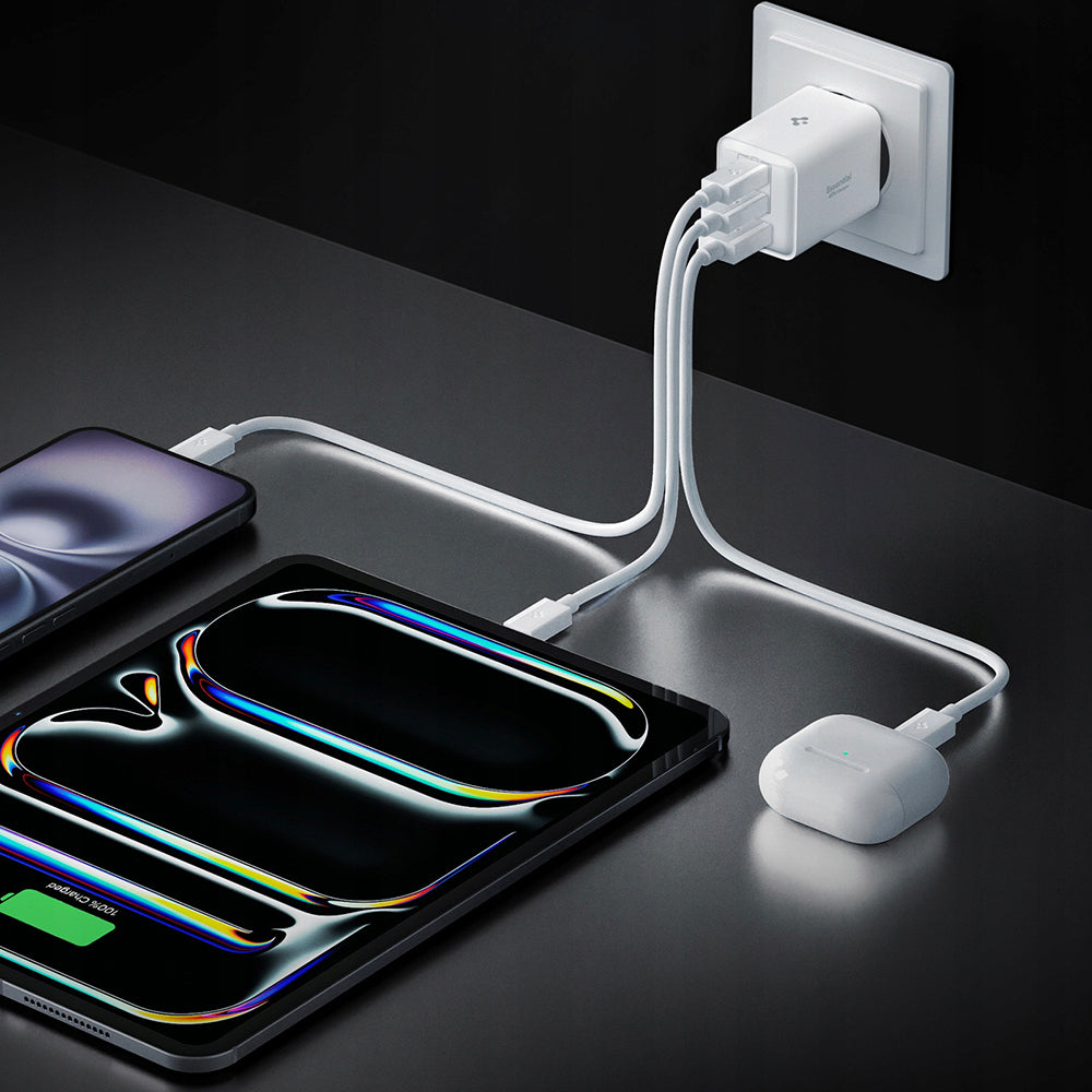 Spigen EE473EU Essential Network Charger, 47W, 3A, 1 x USB-A - 2 x USB-C, White ACH09464