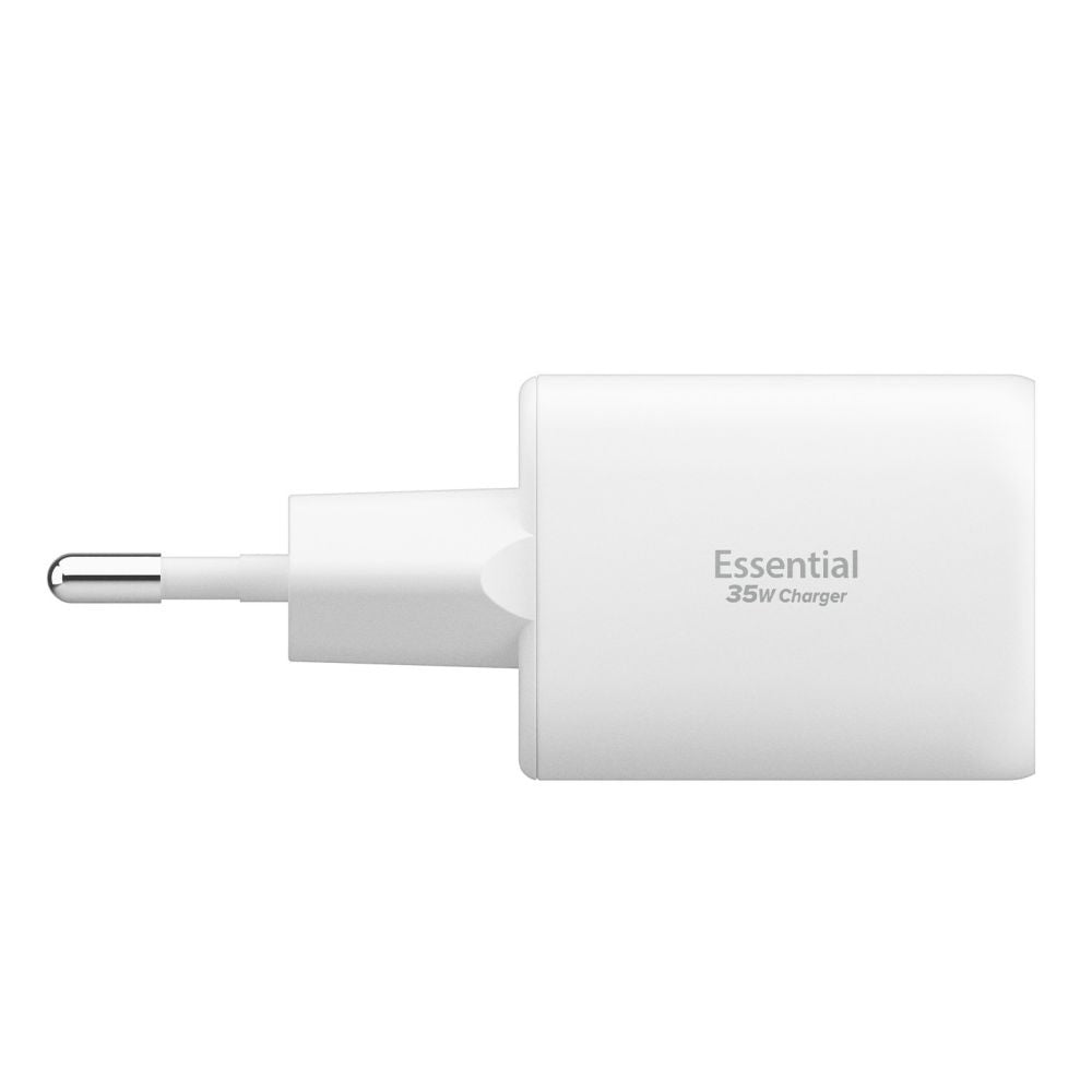 Chargeur Réseau Spigen Essential, 35W, 3A, 1 x USB-A - 1 x USB-C, Blanc