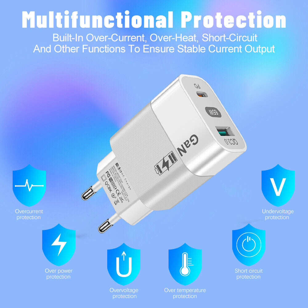 Chargeur Réseau Techsuit CHPD131, 65W, 3.25A, 1 x USB-A - 1 x USB-C, Blanc