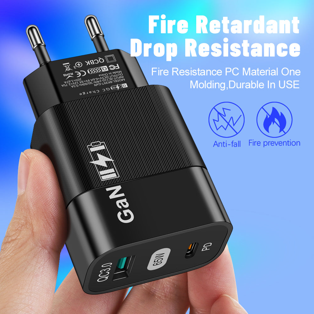 Chargeur Réseau Techsuit CHPD131, 65W, 3.25A, 1 x USB-A - 1 x USB-C, Noir