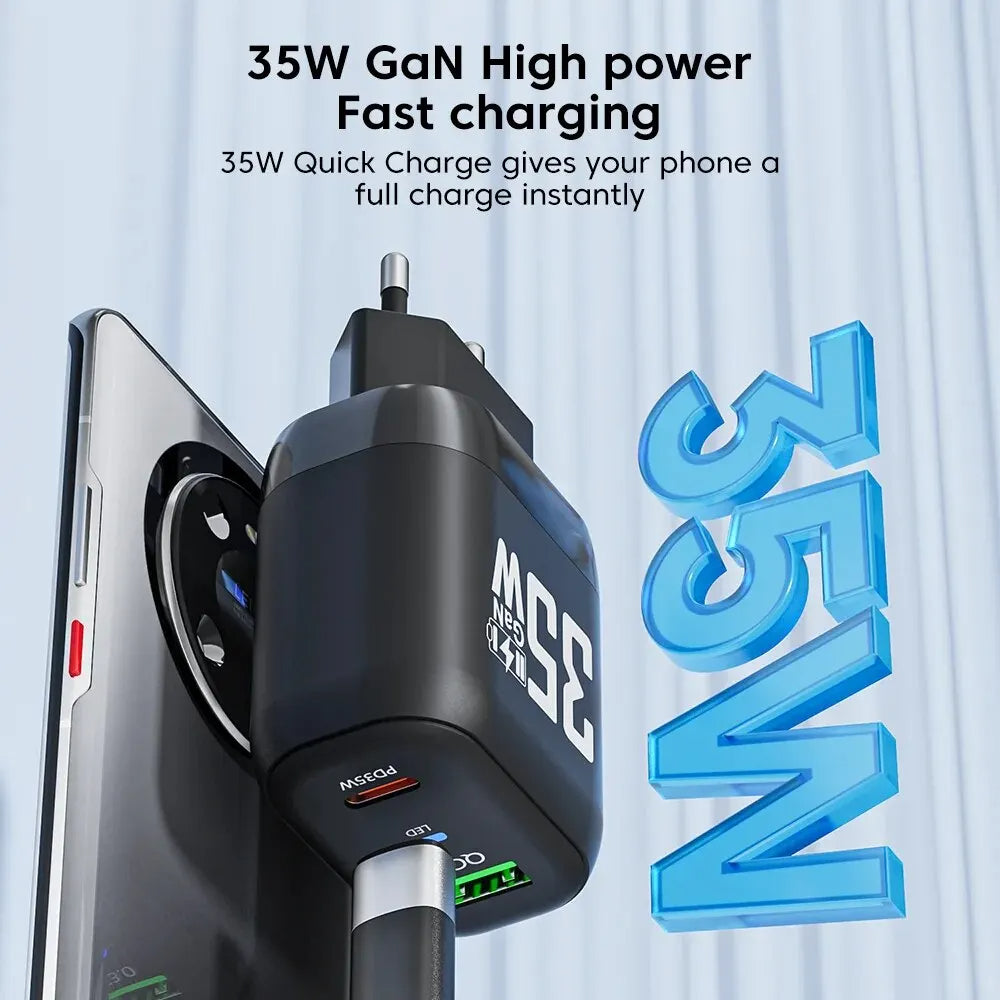 Chargeur réseau Techsuit CHPD174, 35W, 3A, 1 x USB-A - 1 x USB-C, Blanc