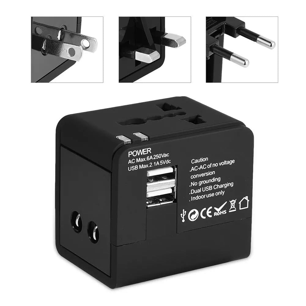 Chargeur Réseau Techsuit HHt148 Travel, 10W, 2A, 2 x USB-A, Noir