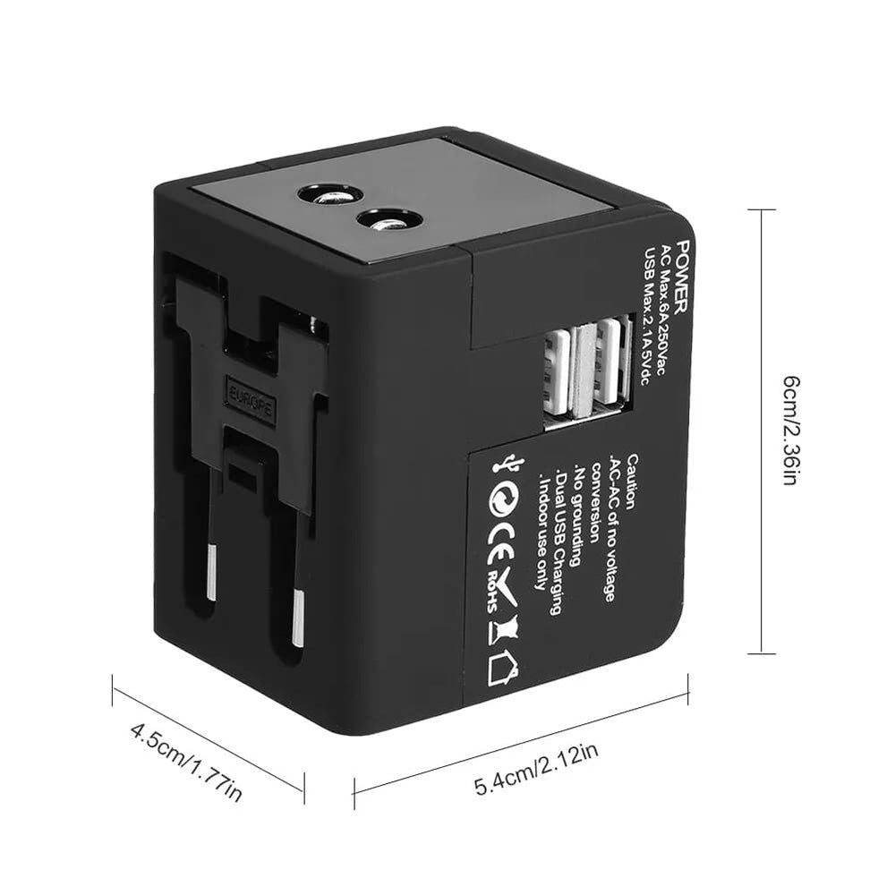 Chargeur Réseau Techsuit HHt148 Travel, 10W, 2A, 2 x USB-A, Noir