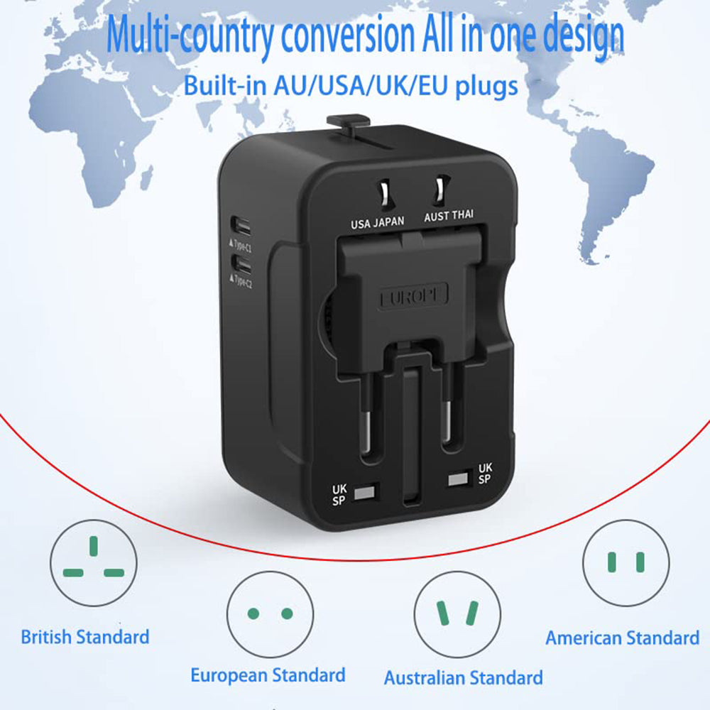Chargeur Réseau Techsuit HHT202-2C Travel, 15W, 3A, 2 x USB-C, Blanc