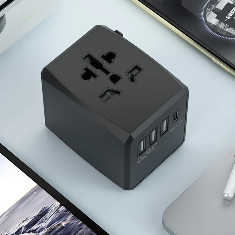 Chargeur Réseau Techsuit HHT904-B1 Travel, 15W, 3A, 3 x USB-A - 1 x USB-C, Noir