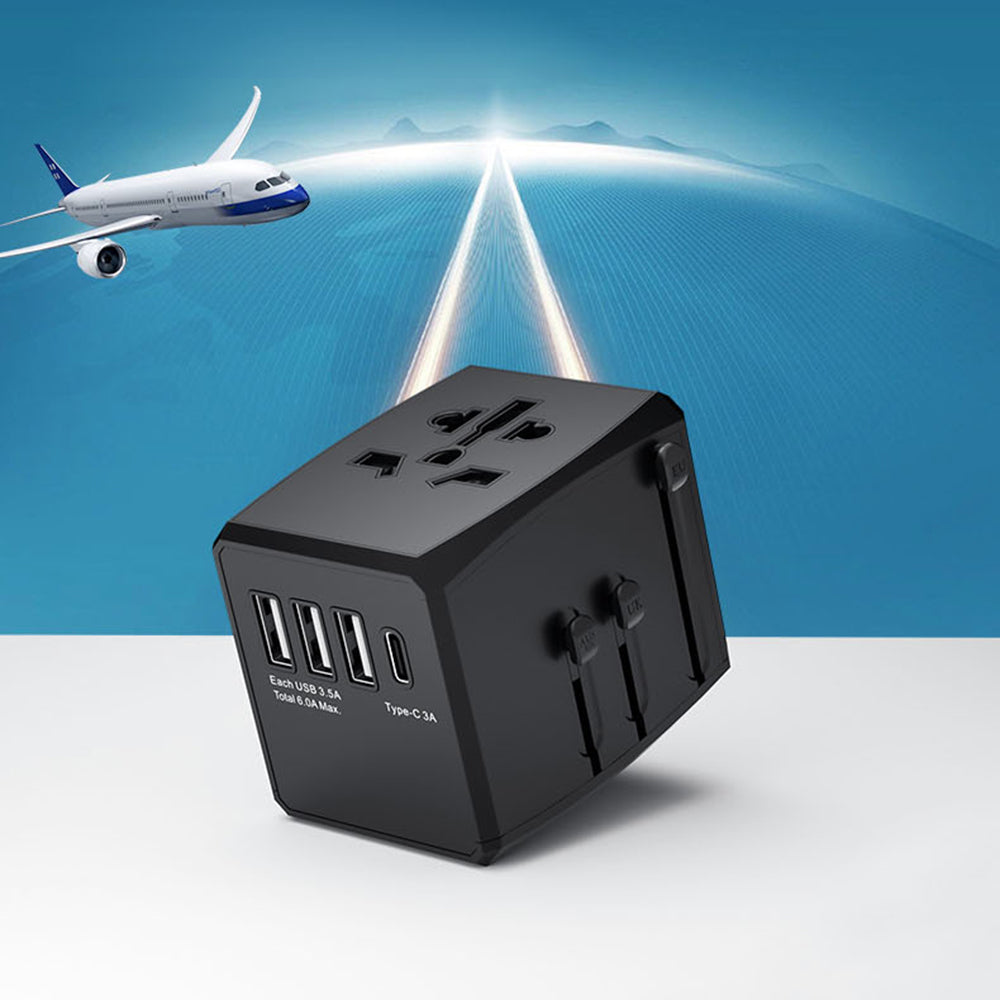 Chargeur Réseau Techsuit HHT904-B1 Travel, 15W, 3A, 3 x USB-A - 1 x USB-C, Noir