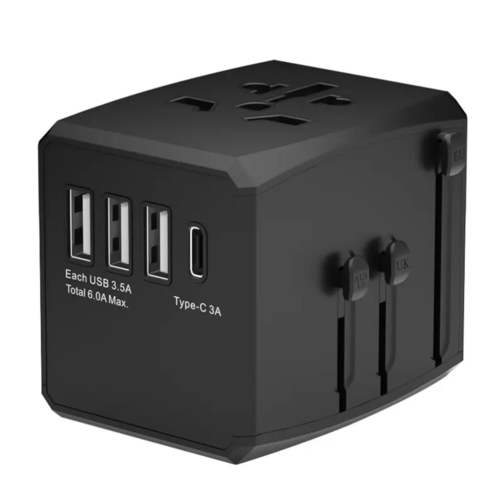 Chargeur Réseau Techsuit HHT904-B3 Travel, 30W, 3A, 3 x USB-A - 1 x USB-C, Noir