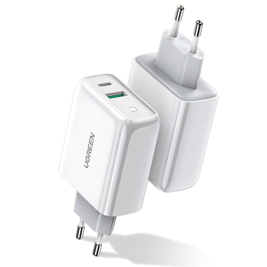 Chargeur réseau UGREEN CD170, 36W, 3A, 1 x USB-A - 1 x USB-C, blanc