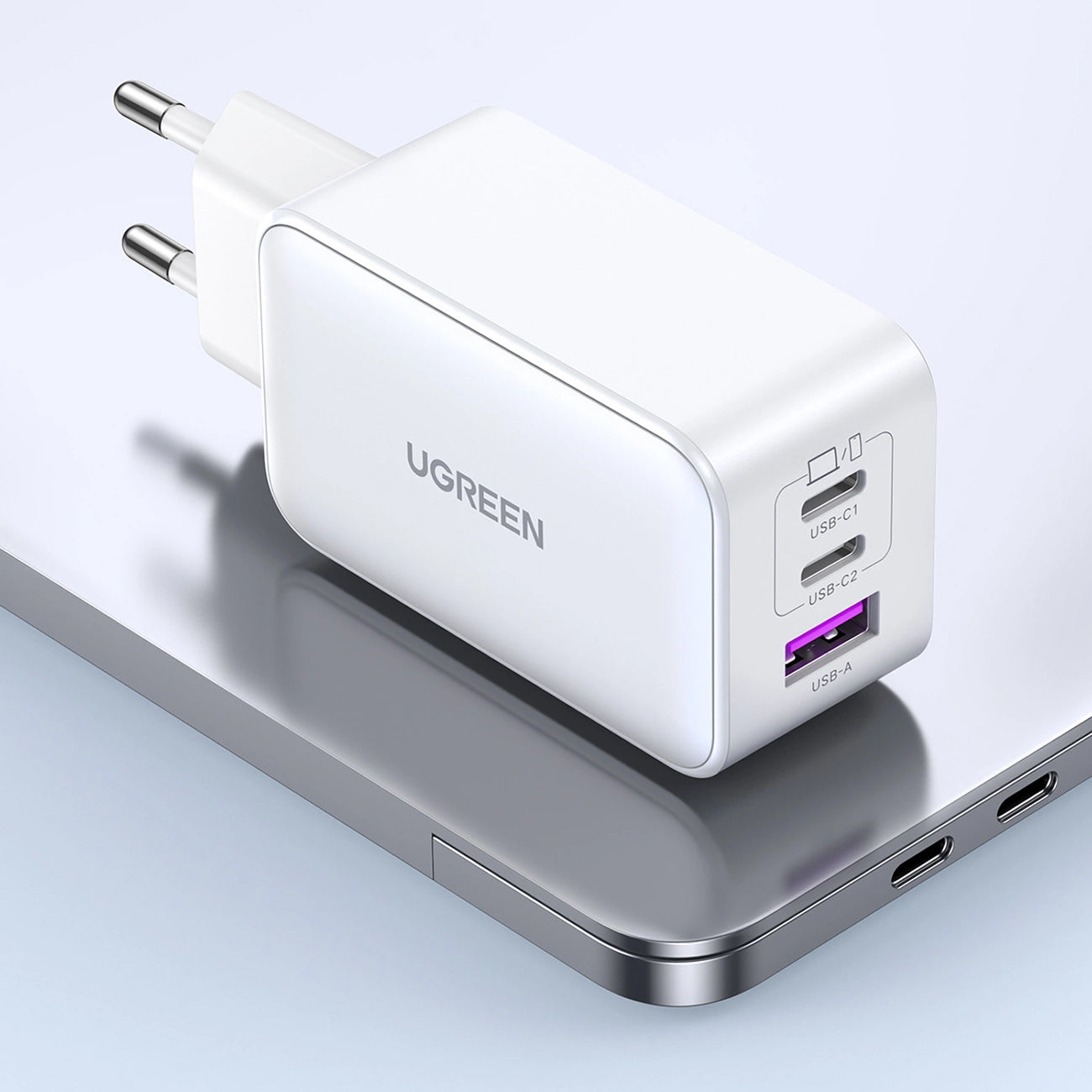 Chargeur réseau UGREEN CD244, 65W, 3A, 1 x USB-A - 2 x USB-C, Gris