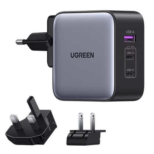 Chargeur réseau UGREEN CD296, 65W, 5A, 1 x USB-A - 2 x USB-C, Gris