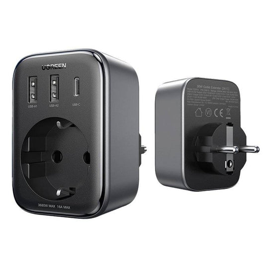 Chargeur réseau UGREEN CD314, 30W, 3A, 2 x USB-A - 1 x USB-C - 1 x Schuko, Noir