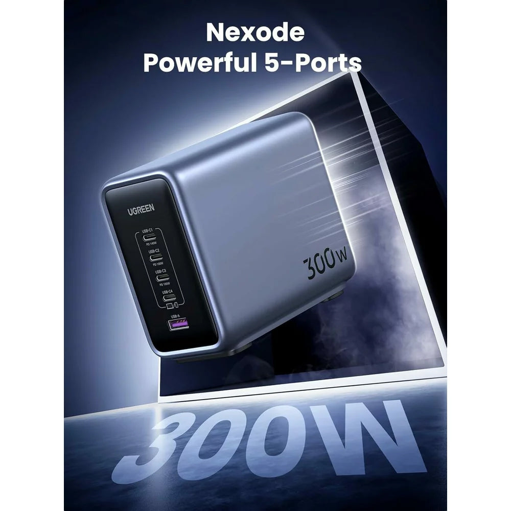 Charger Station UGREEN CD333 Nexode, 300W, 5A, 1 x USB-A - 4 x USB-C, Grey