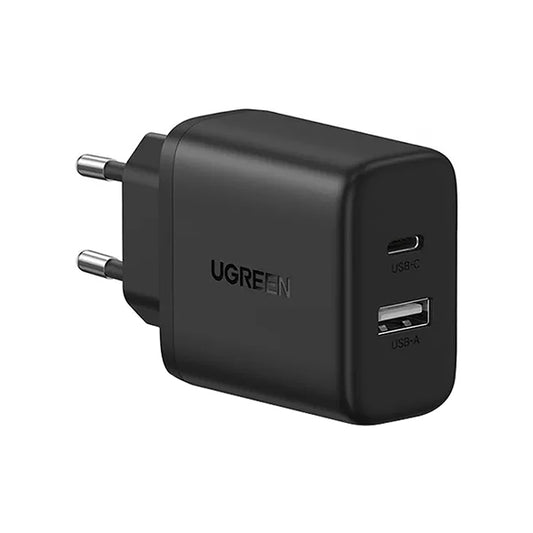 Chargeur Réseau UGREEN X227, 20W, 3A, 1 x USB-A - 1 x USB-C, Noir