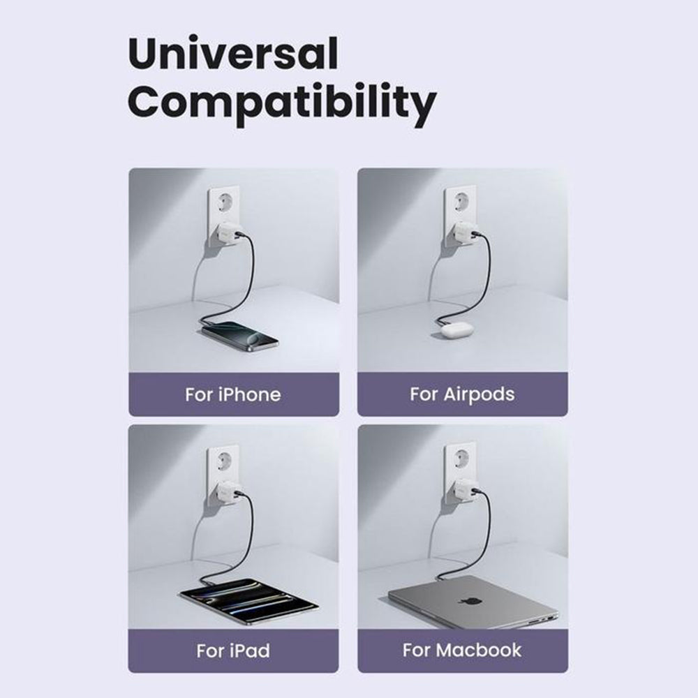 Chargeur Réseau UGREEN X516, 30W, 3A, 1 x USB-A - 1 x USB-C, Rose