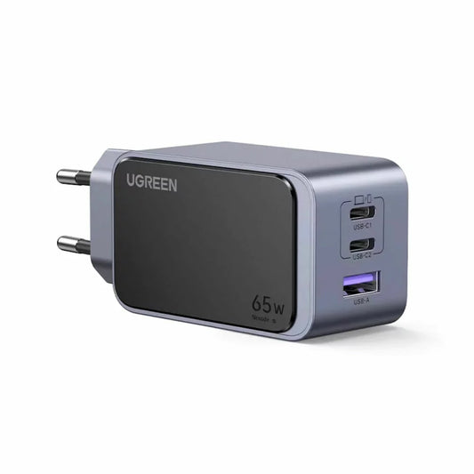 Chargeur réseau UGREEN X553 Nexode Pro, 65W, 3A, 1 x USB-A - 2 x USB-C, Gris