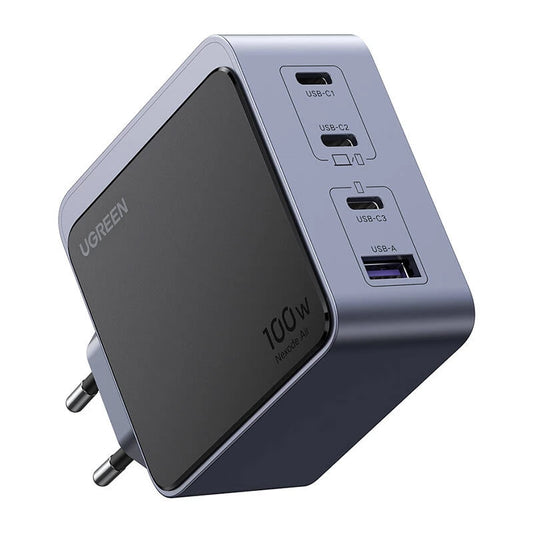 Chargeur réseau UGREEN X565 Nexode Air, 100W, 5A, 1 x USB-A - 3 x USB-C, Gris