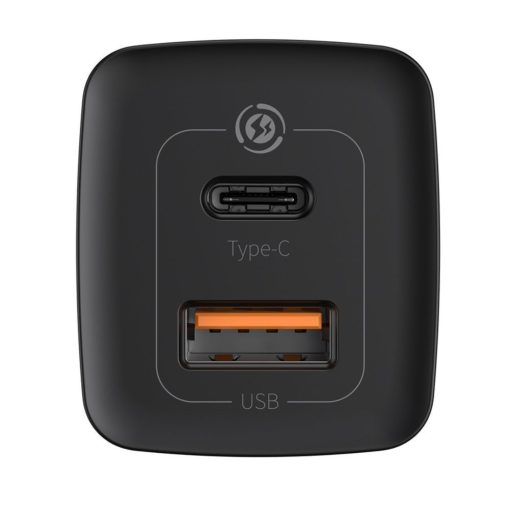 Baseus GaN2 Lite Netzwerk-Ladegerät, 65W, 3A, 1 x USB-A - 1 x USB-C, Schwarz CCGAN2L-B01