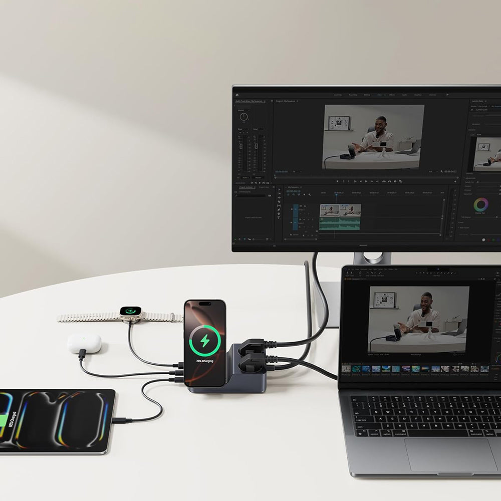 Chargeur Station Baseus Nomos ND11 QI 6en1, 67W, 3.35A, 1 x USB-A - 2 x USB-C - 2 x Schuko, Noir P80015804213-00