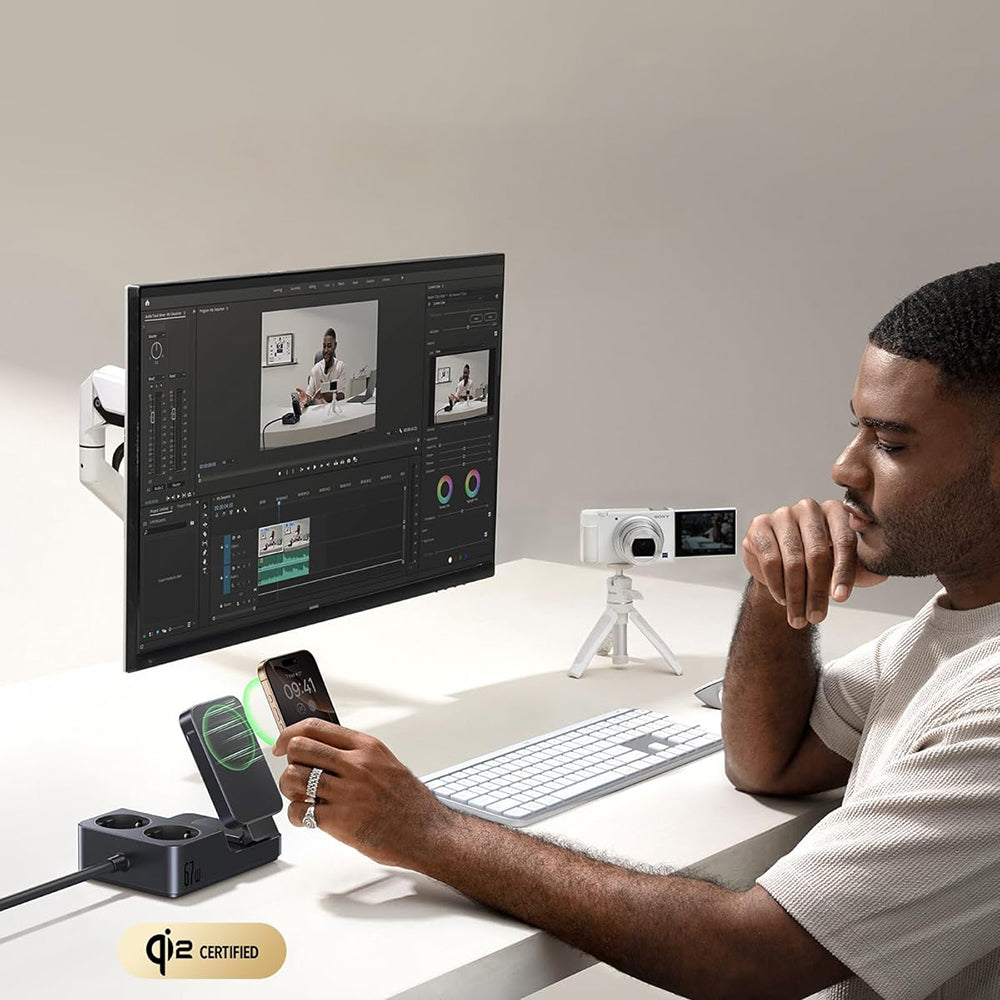 Chargeur Station Baseus Nomos ND11 QI 6en1, 67W, 3.35A, 1 x USB-A - 2 x USB-C - 2 x Schuko, Noir P80015804213-00