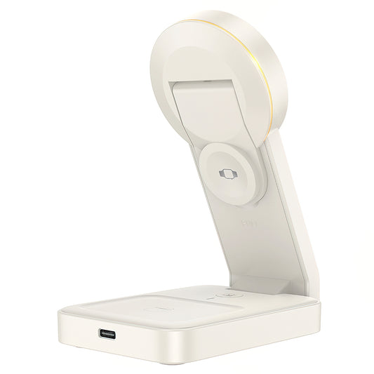 Chargeur Réseau Sans Fil HOCO CQ3 3en1, 15W, 1.67A, Blanc