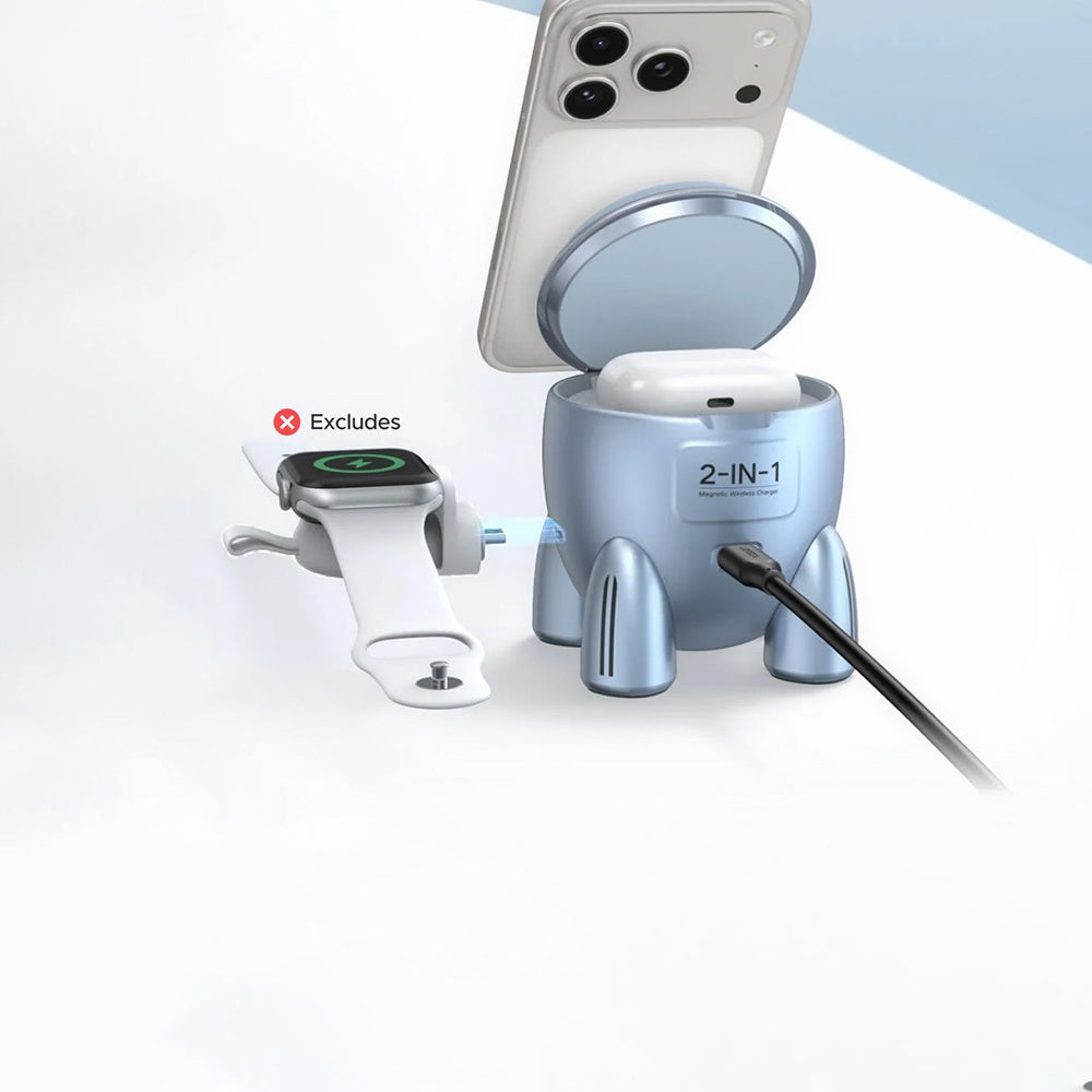 Chargeur Réseau Sans Fil UGREEN W713 2en1, 25W, Bleu