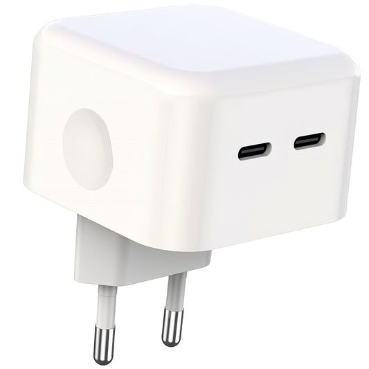 Chargeur réseau XO Design L102, 35W, 3A, 2 x USB-C, blanc