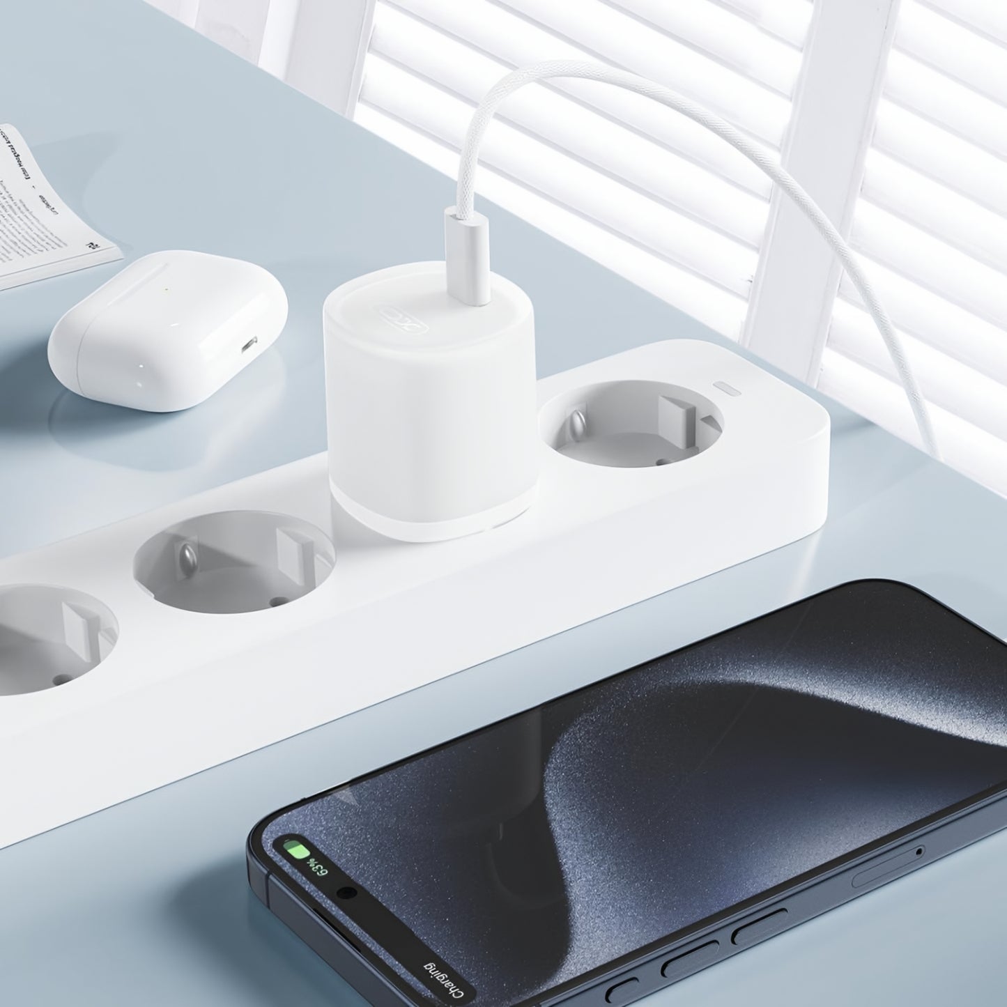 Chargeur Réseau XO Design L150, 30W, 3A, 1 x USB-C, Blanc