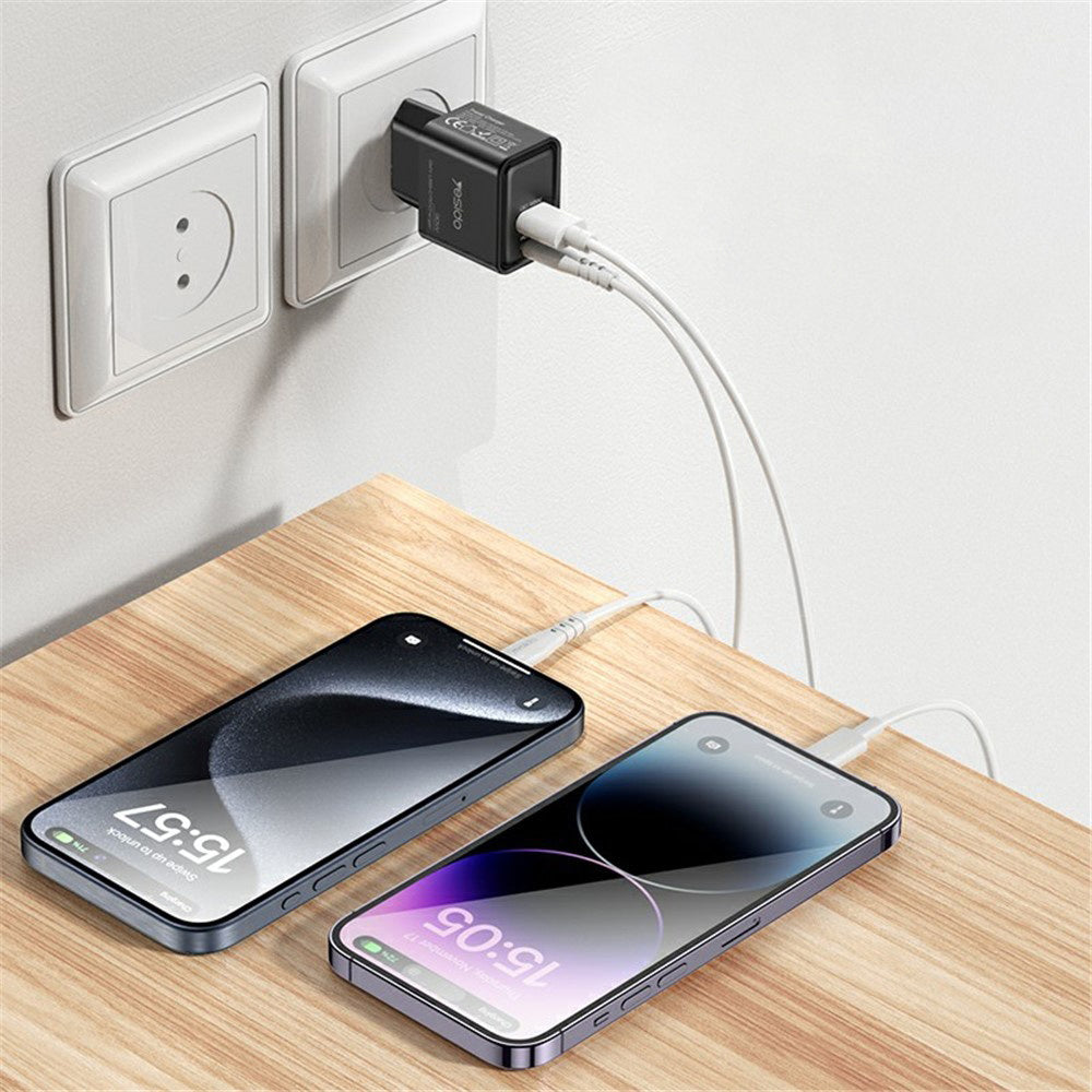Chargeur Réseau Yesido YC64, 30W, 3A, 1 x USB-A - 1 x USB-C, Noir
