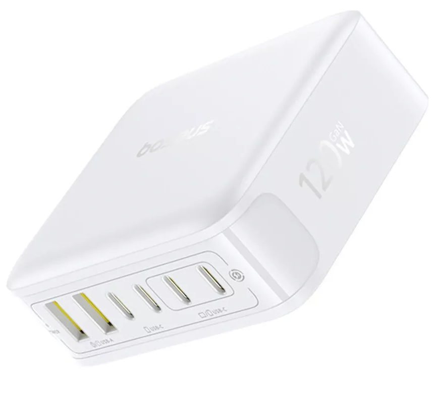 Baseus EnerFill FH21 Ladestation Ladegerät, 120W, 3,25A, 2 x USB-A - 4 x USB-C, Weiß E0120T01