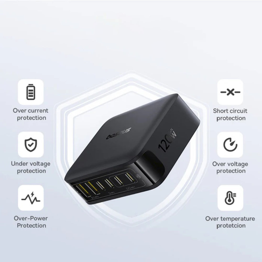 Chargeur Station Baseus EnerFill FH21, 120W, 3.25A, 2 x USB-A - 4 x USB-C, Noir E0120T00