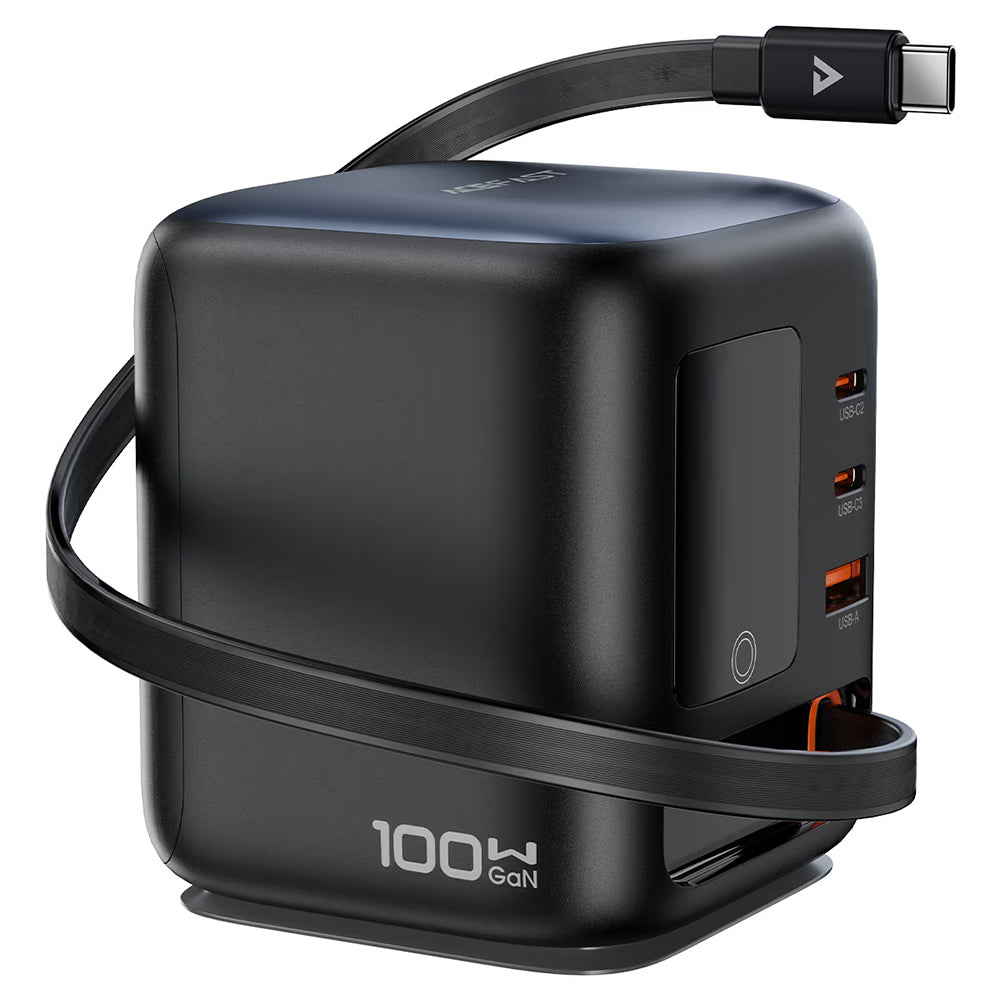 Chargeur Station avec Câble USB-C Acefast Z10, 100W, 1 x USB-A - 2 x USB-C, Noir