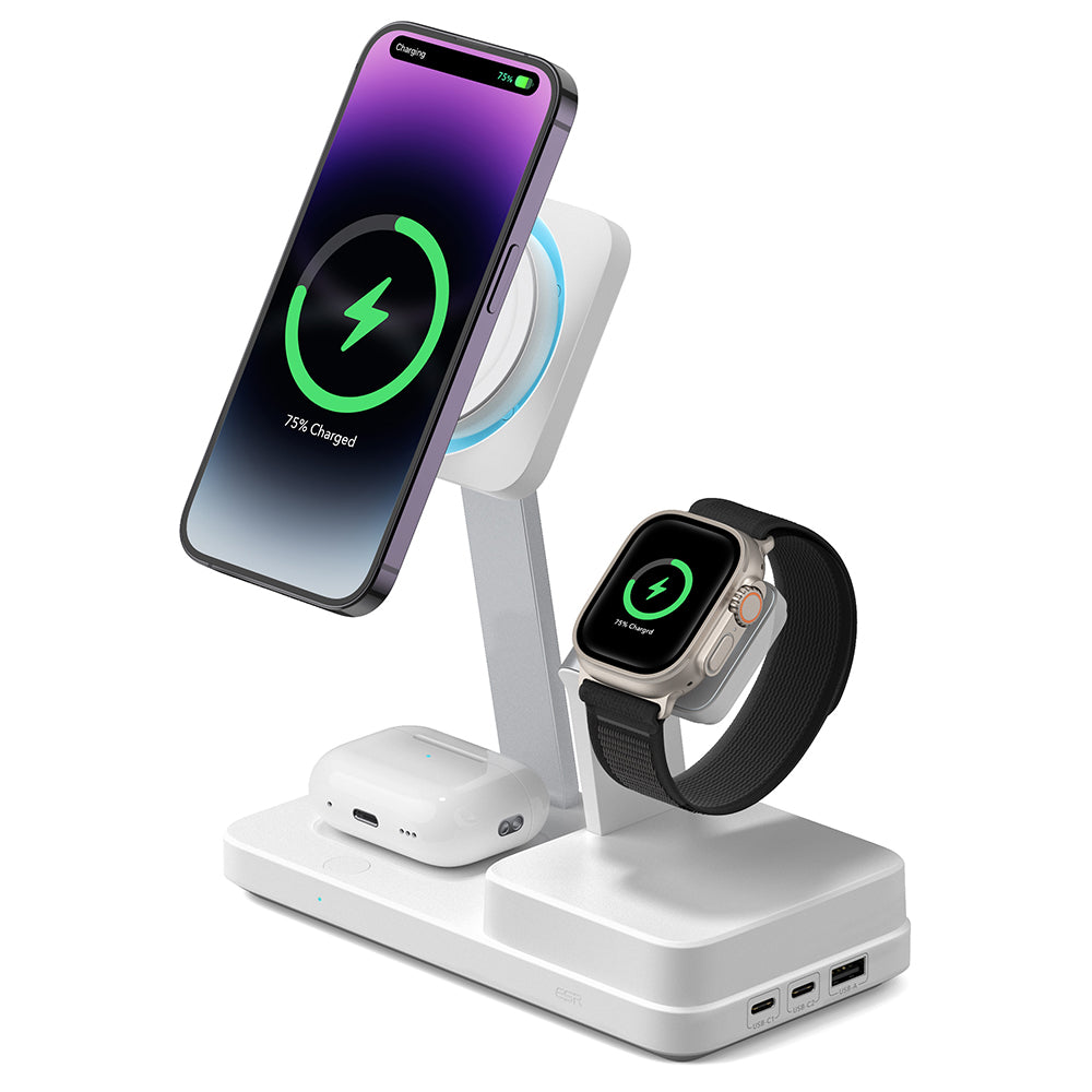 Chargeur Station ESR CryoBoost QI 6en1, 100W, 2 x USB-A - 1 x USB-C, Blanc