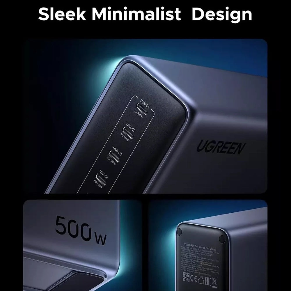 Chargeur Station UGREEN Nexode X759, 500W, 5A, 1 x USB-A - 5 x USB-C, Gris