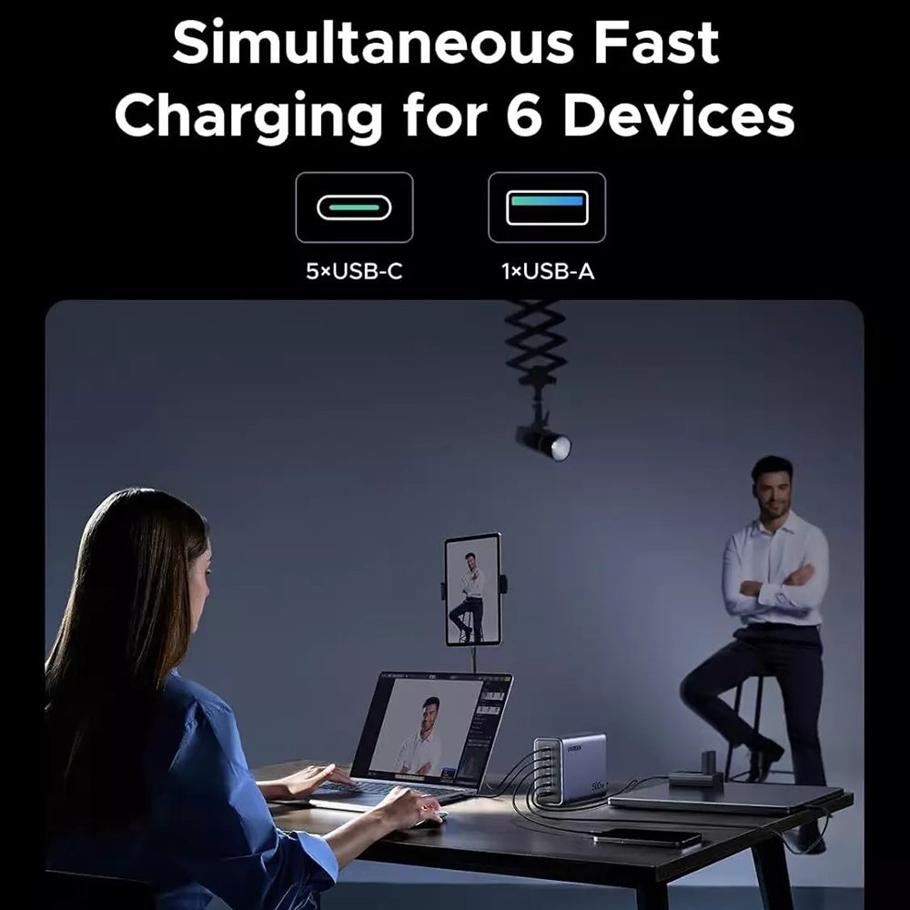 Chargeur Station UGREEN Nexode X759, 500W, 5A, 1 x USB-A - 5 x USB-C, Gris