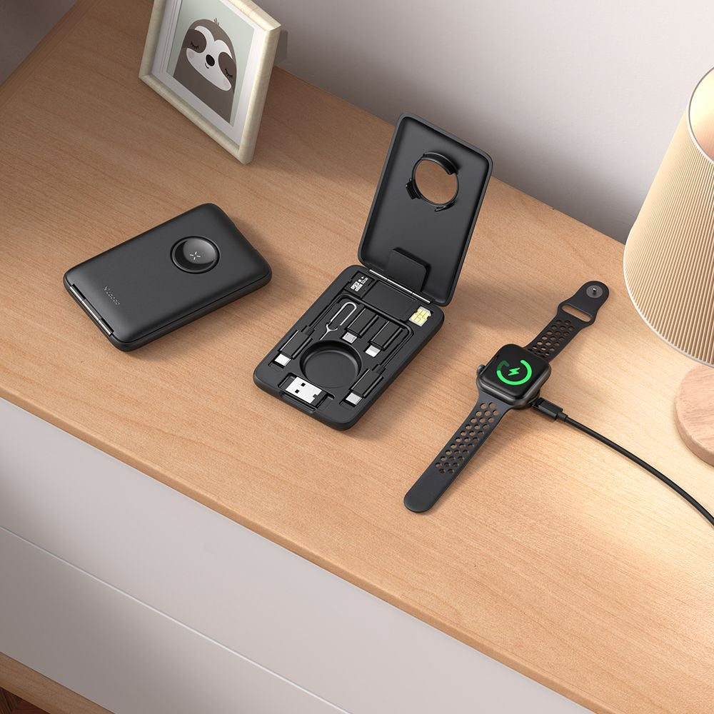 Drahtloses Ladegerät mit Organizer McDodo CH-2440 8in1 für Apple Watch Series, Schwarz