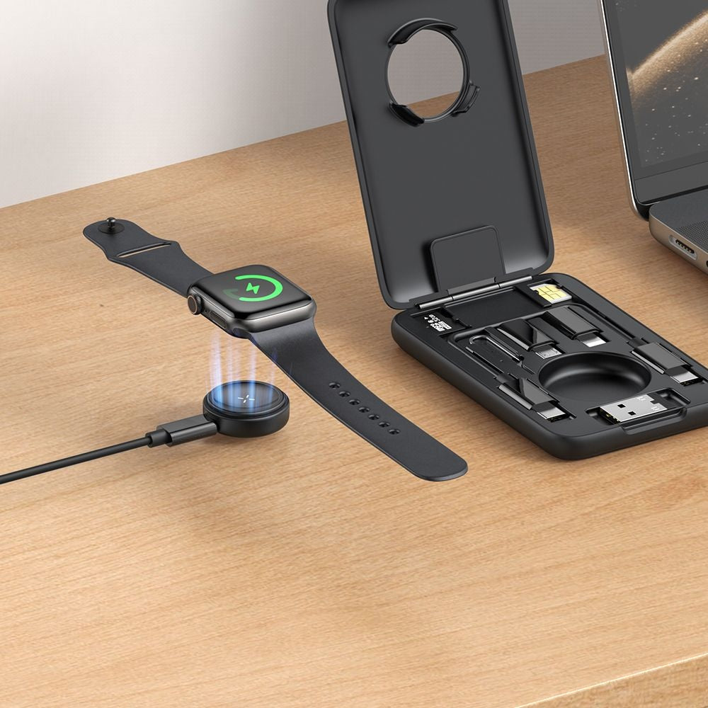 Drahtloses Ladegerät mit Organizer McDodo CH-2440 8in1 für Apple Watch Series, Schwarz