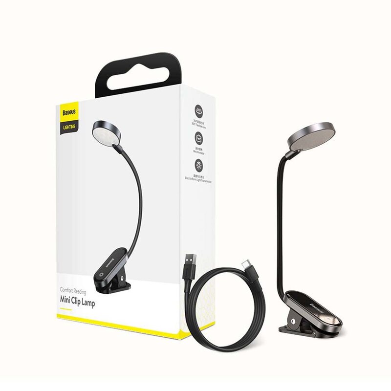 Baseus Comfort Reading Mini Clip LED Schreibtischlampe, Grau DGRAD-0G