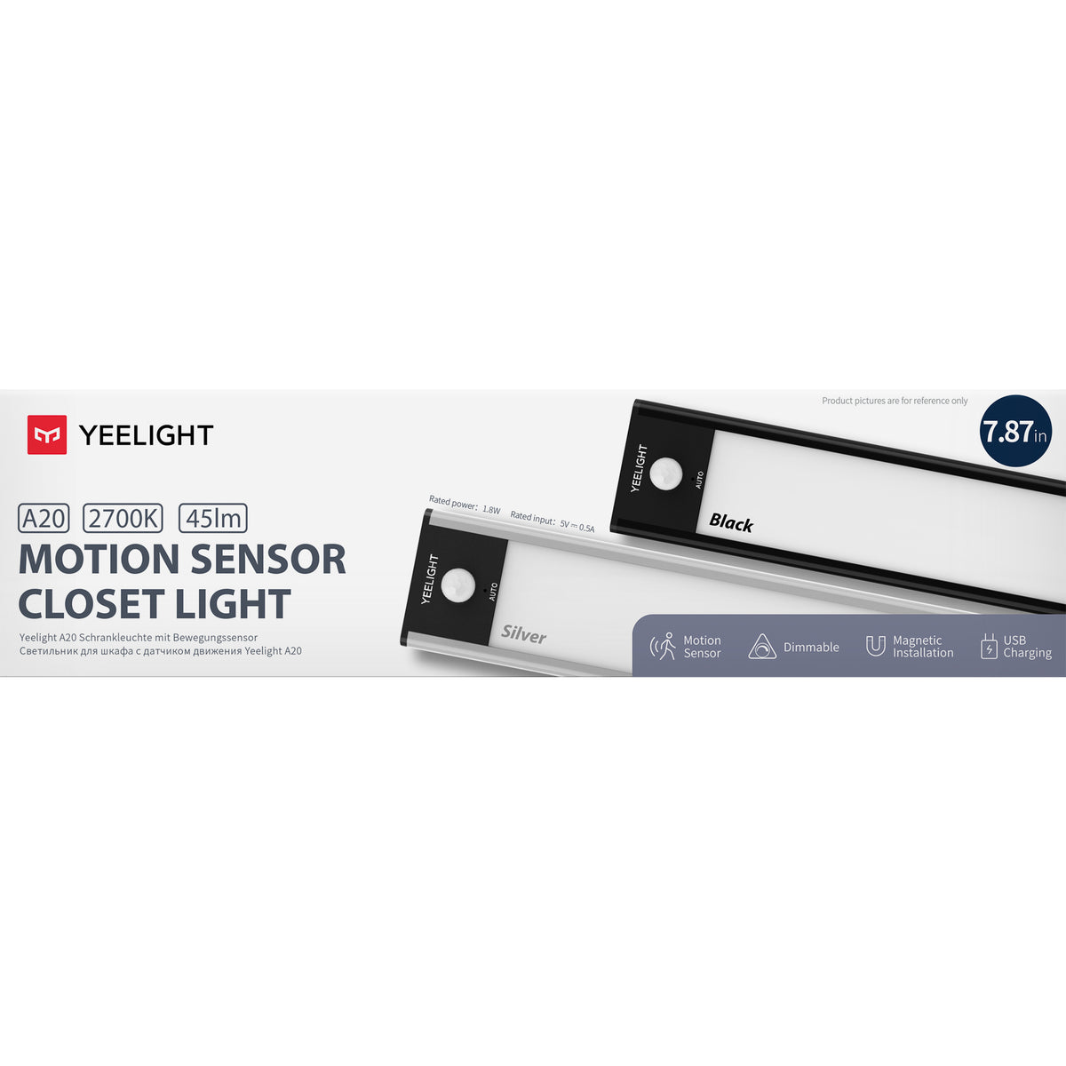 Yeelight A20 LED Cabinet Lamp, 1.2W, 2700K, Sensor, 20cm, Black YLCG002