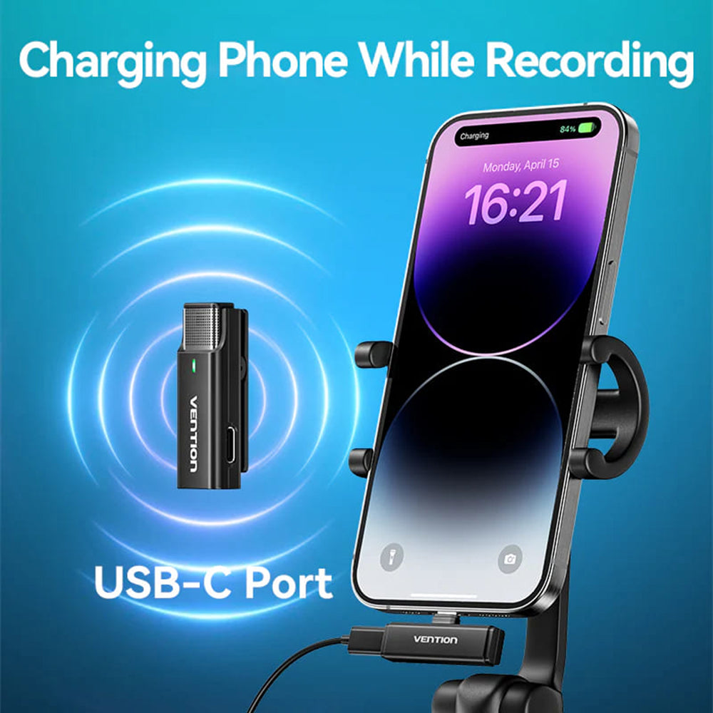 Lavallière Vention Clip-On, USB-C, Set 2 pièces, Noire