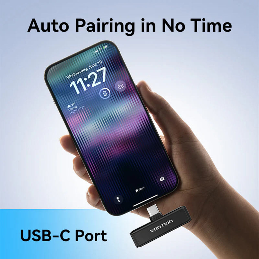 Lavallière Vention Clip-On, USB-C, Set 2 pièces, Noire