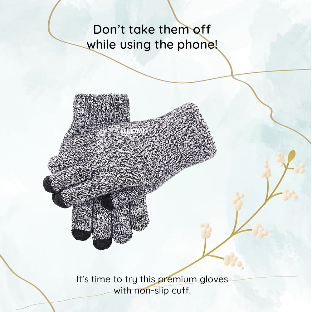 Gants d'Hiver Tactiles Iwarm ST0018, Taille 23cm, Noir Gris