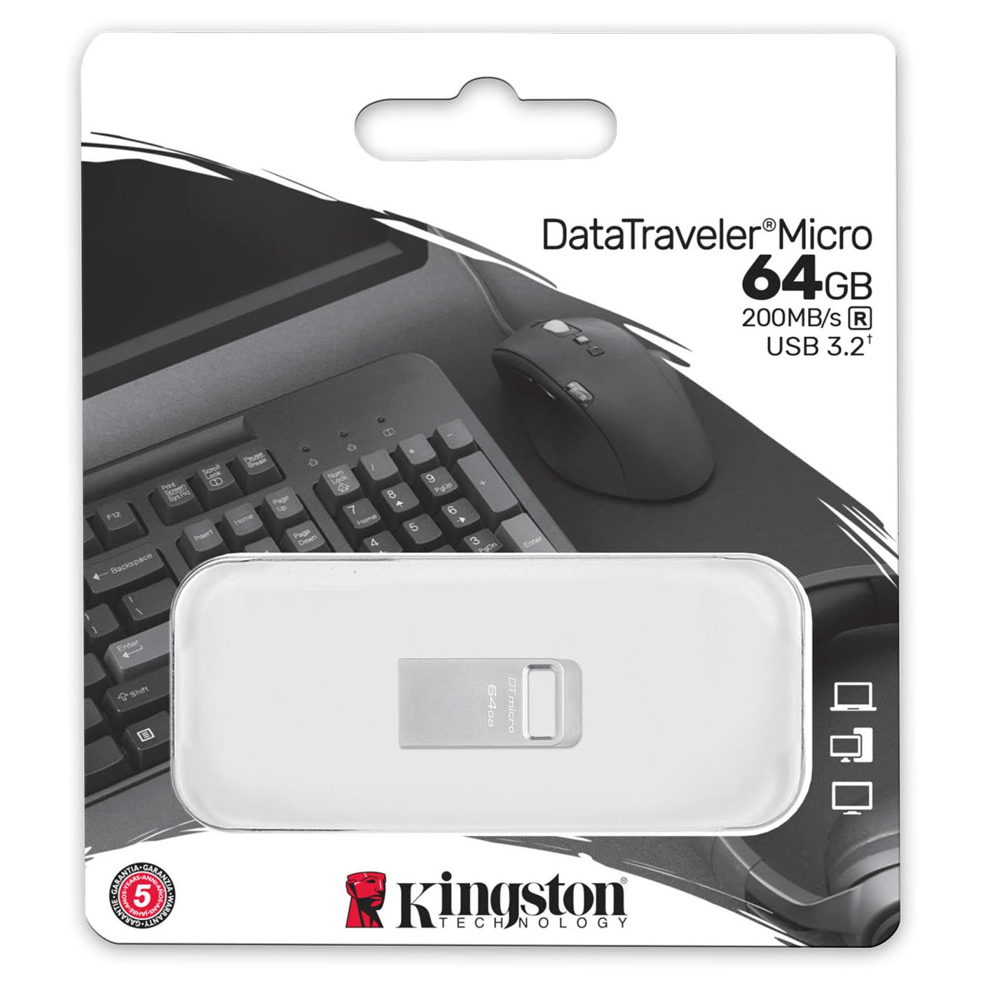 Kingston DataTraveler Micro G2 USB-A 3.2 Stick 64GB | Metall | Ultra-Kompakt