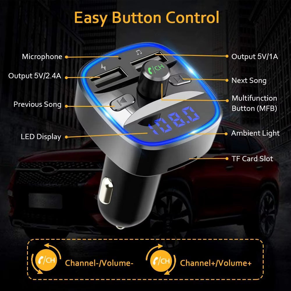 Modulateur FM Bluetooth Techsuit JamLink, 2 x USB-A - 1 x microSD