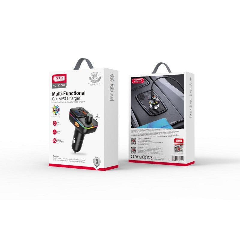 XO Design BCC09 FM-Transmitter Bluetooth | 2x USB-A + USB-C PD 25W | microSD