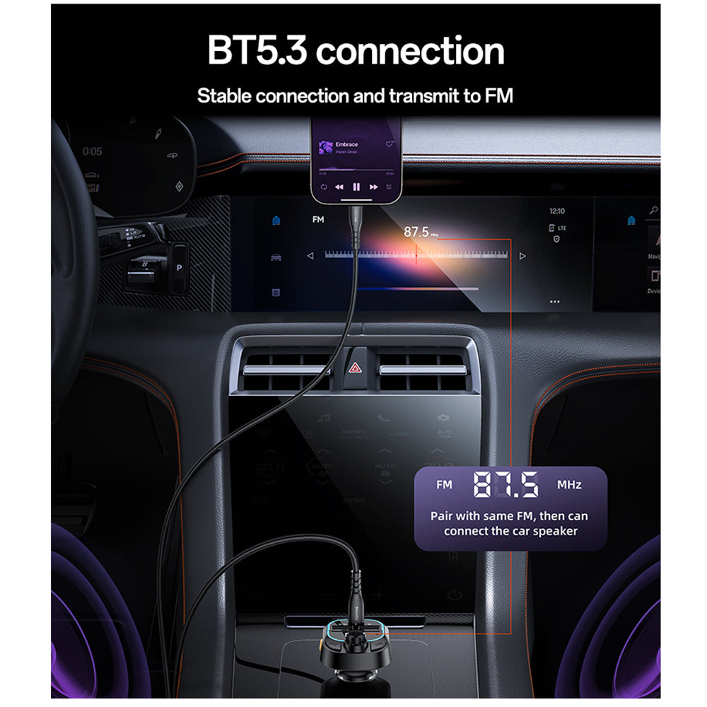 FM Bluetooth Modulator Yesido Y70, 2 x USB-A - 1 x USB-C