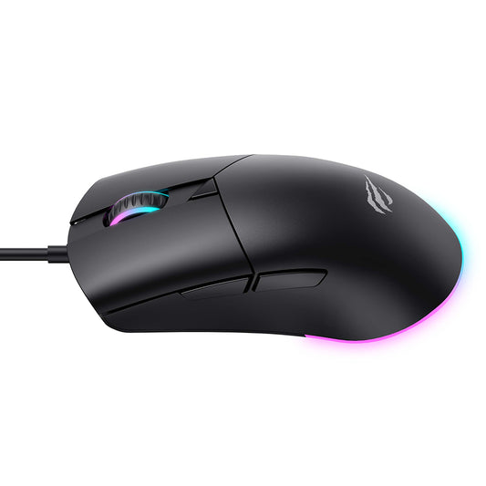 Gaming-Maus HAVIT MS1038 mit Kabel, USB, RGB, 1200DPI - 7200DPI, 1.6m, Schwarz