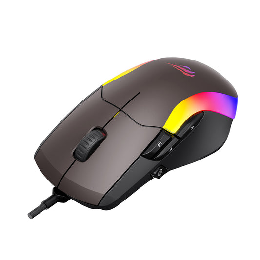 Gaming-Maus Wired USB HAVIT MS959S, RGB, 1200DPI - 8000DPI, 1.6m, Schwarz Ocker