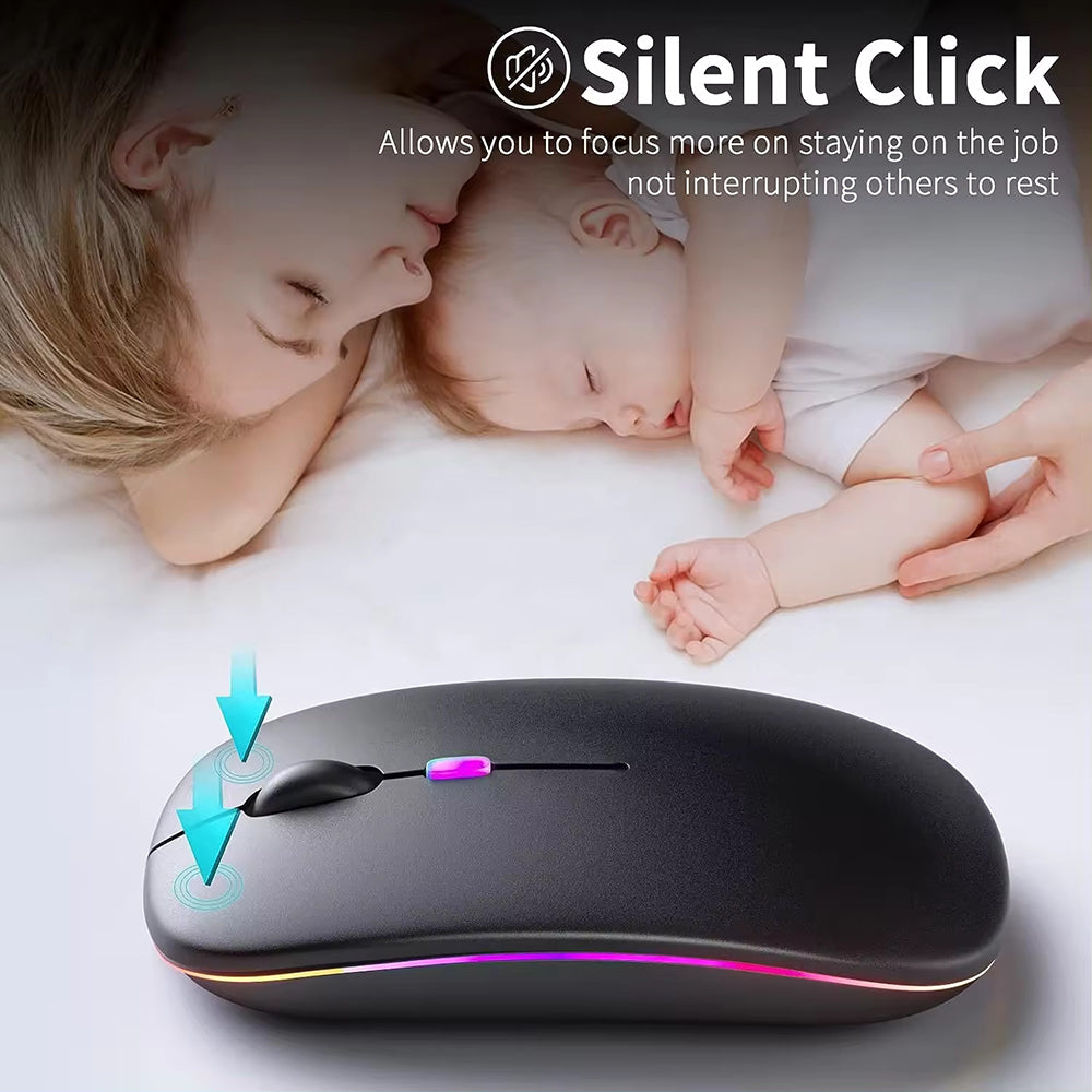 Wireless-Maus Techsuit M1, RGB, 1600DPI, BT / Wi-Fi, Schwarz