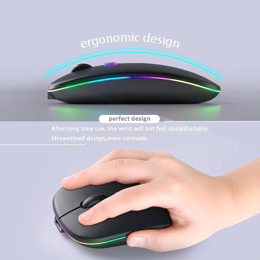 Wireless-Maus Techsuit M1, RGB, 1600DPI, BT / Wi-Fi, Schwarz